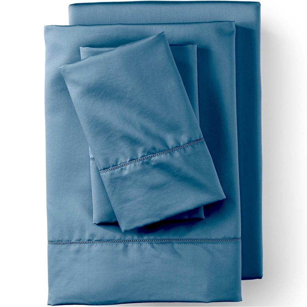 Land's End King 700 Count Egyptian cotton sheet set Bering Sea Blue Color King